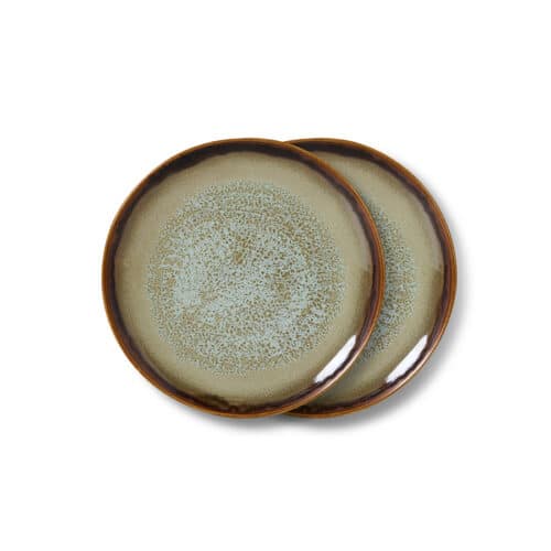 70's Ceramics Dessert Plate Set/2 - Contrast