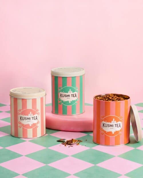 Tea Caddy Streep - Roze & Wit