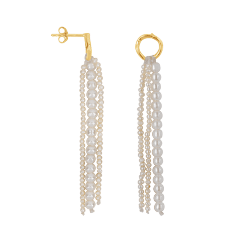 Oorbellen Circle Pearl Strings Stud