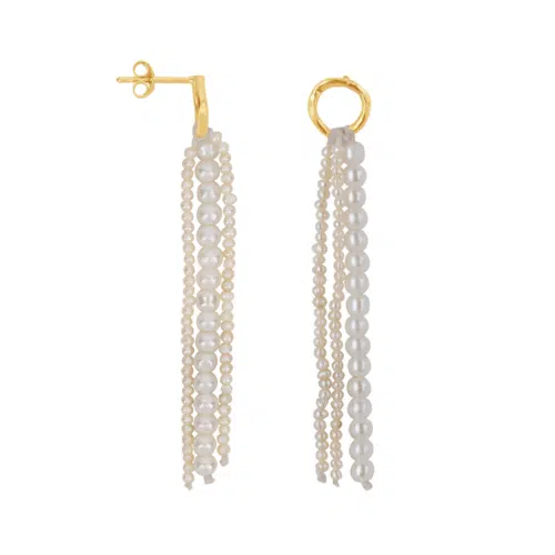 Oorbellen Circle Pearl Strings Stud