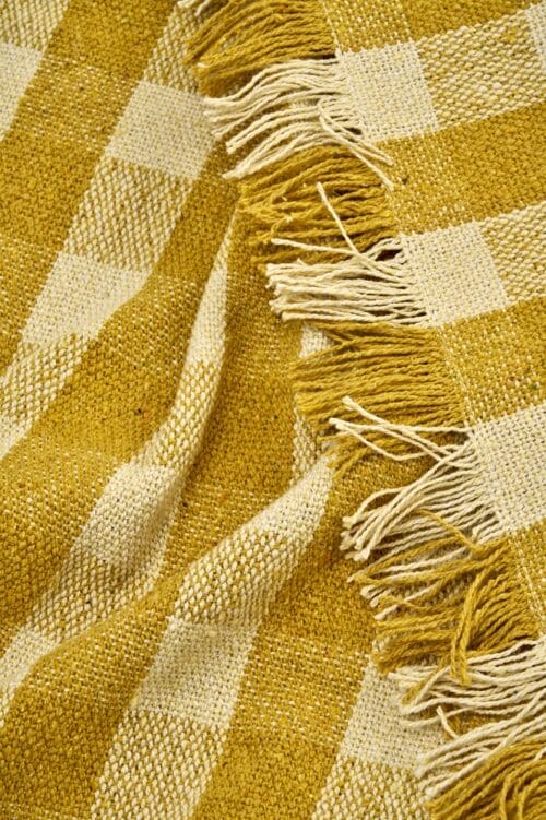 Recycled Cotton Throw - Yellow - 125x175cm