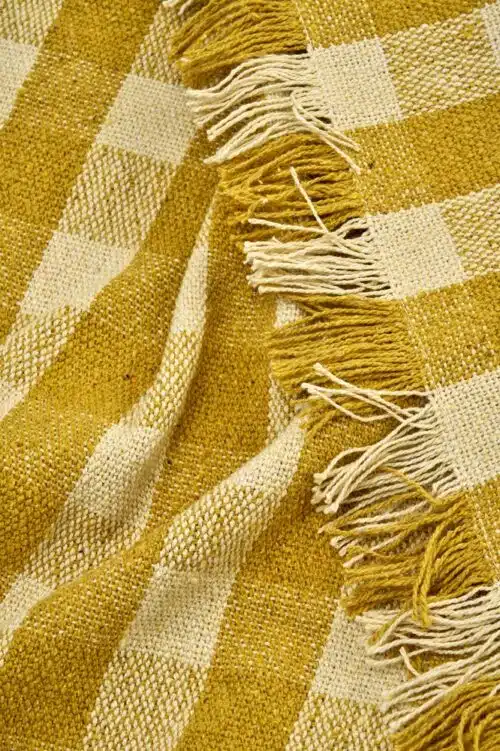 Recycled Cotton Throw - Yellow - 125x175cm