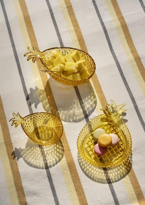 Tafelkleed 120x220m - Strepen Geel Grijs