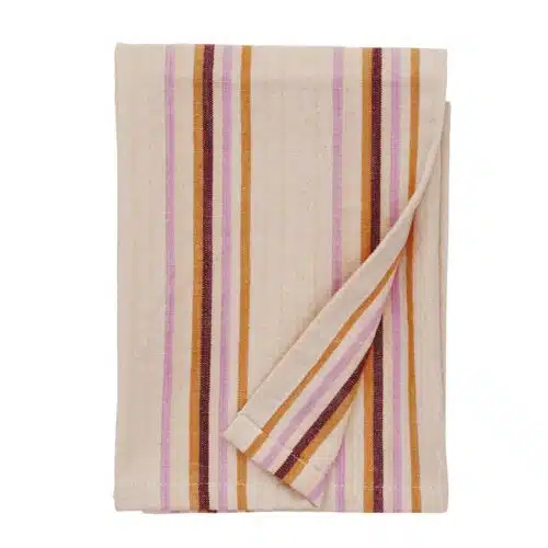 Theedoek Gestreept - Beige/roze/oranje/bordeaux