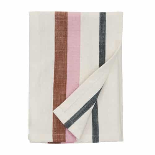 Theedoek Gestreept - Wit/roest/roze/grijs