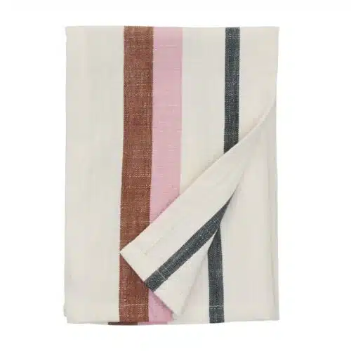 Theedoek Gestreept - Wit/roest/roze/grijs