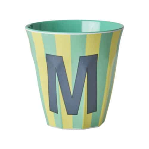 Alfabet beker M blauw streep