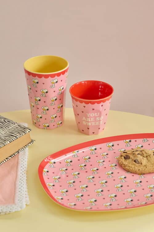 Ovaal bordje Pink Snoopy Print
