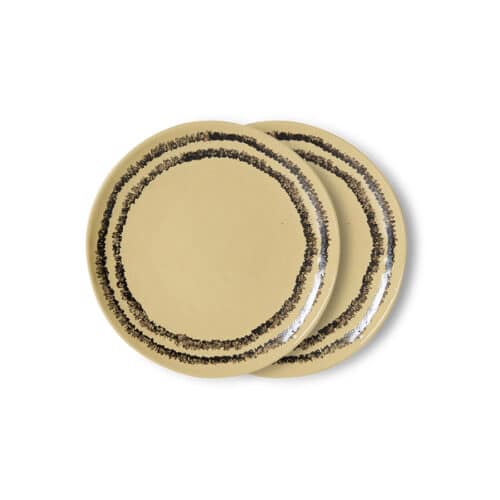 70's Ceramics Dessert Plate Set/2 - Vanilla
