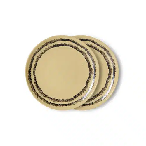 70's Ceramics Dessert Plate Set/2 - Vanilla