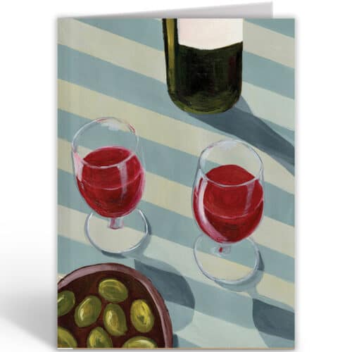 Kaart dubbel met envelop Blue Wine Time