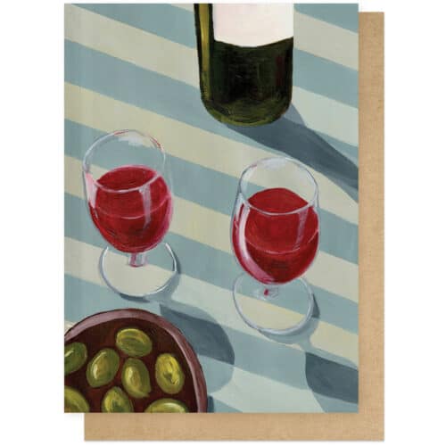 Kaart dubbel met envelop Blue Wine Time
