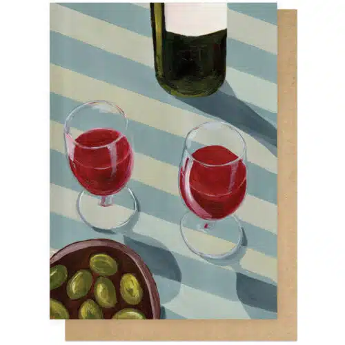 Kaart dubbel met envelop Blue Wine Time