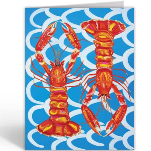 Kaart dubbel met envelop Langoustines on Blue Wavey