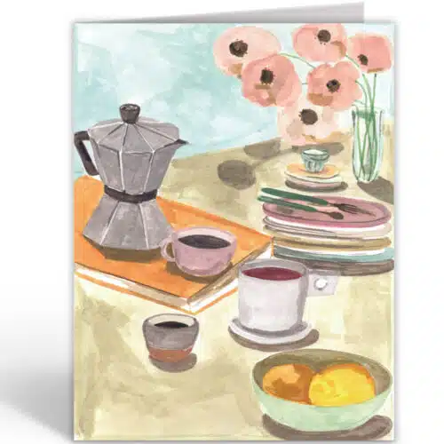 Kaart dubbel met envelop Oranges and Coffee