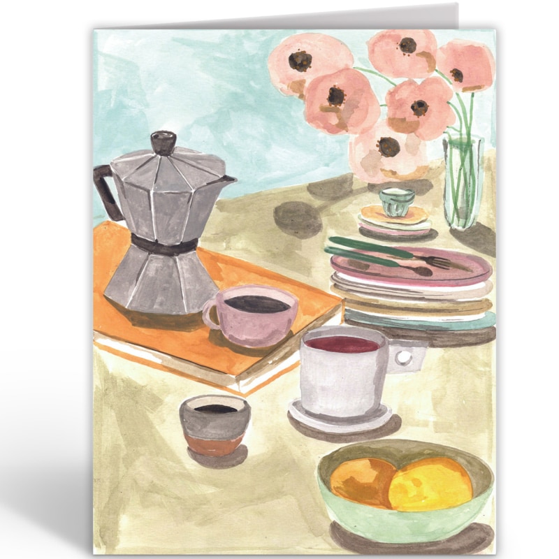 Kaart dubbel met envelop Oranges and Coffee