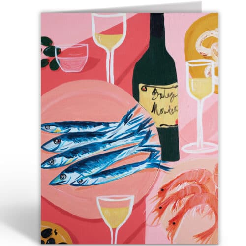 Kaart dubbel met envelop Shrimps and Sardines