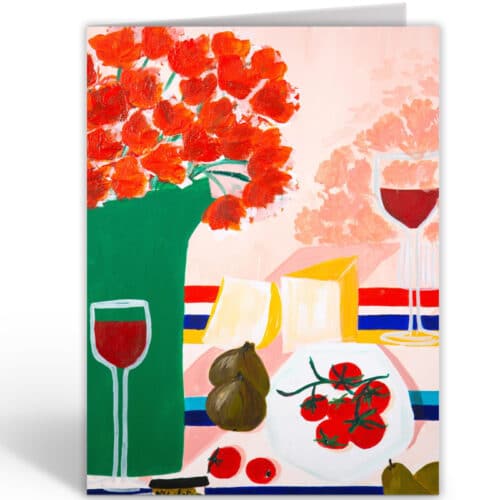 Kaart dubbel met envelop Wijn & Kaas