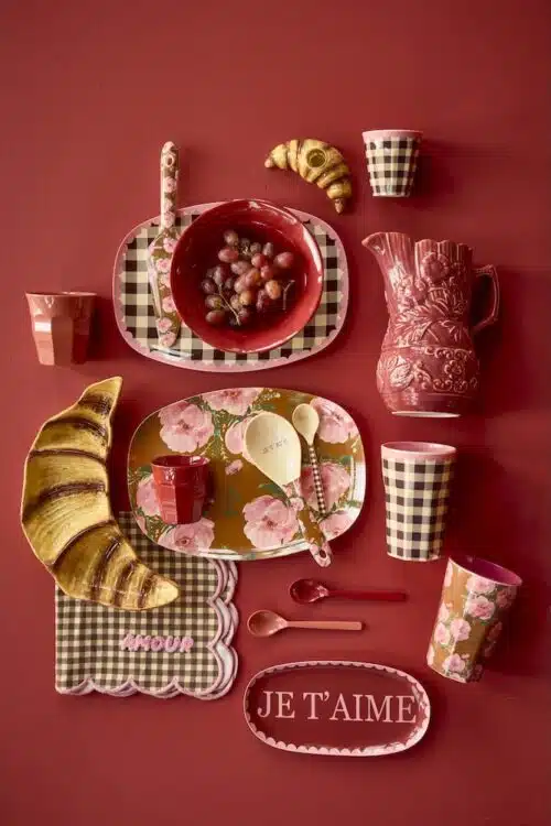 Katoenen Servet Checks - Amour Brown/Pink