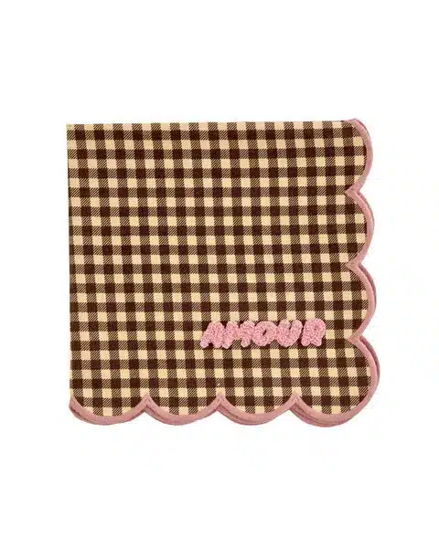 Katoenen Servet Checks - Amour Brown/Pink