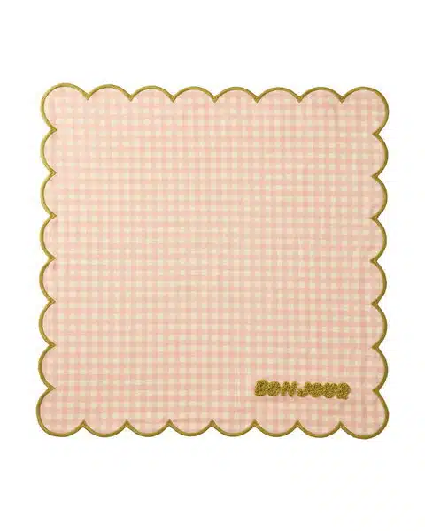 Katoenen Servet Checks - Bonjour Pink/Moss