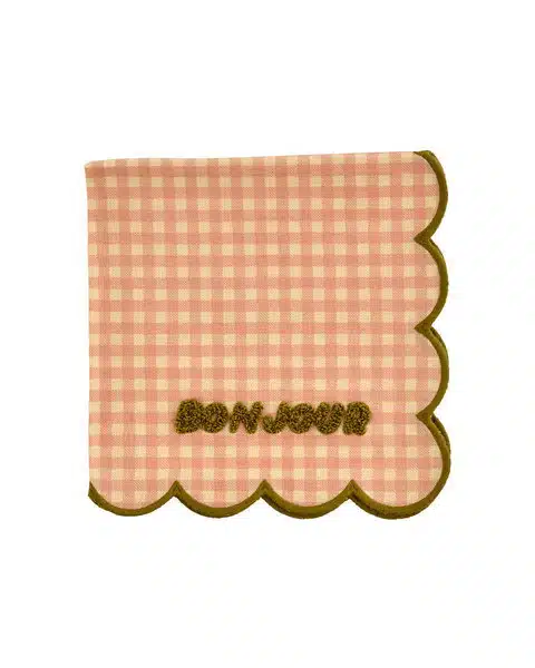 Katoenen Servet Checks - Bonjour Pink/Moss