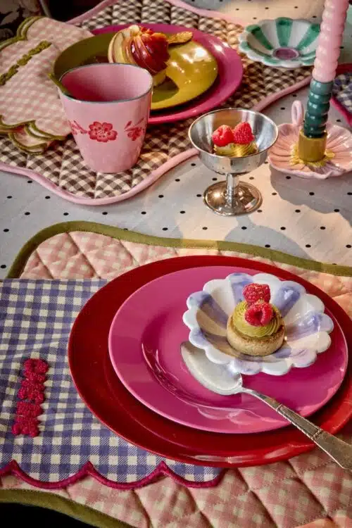 Katoenen Servet Checks - Cherie Lila/Raspberry