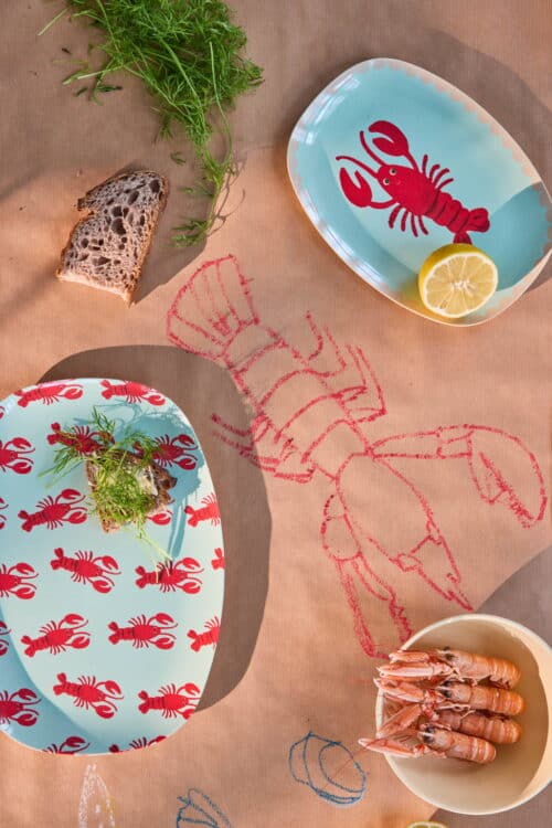 Ovaal bord New Lobster print