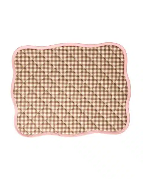 Quilted Placemat Checks - Brown/Pretty Pink