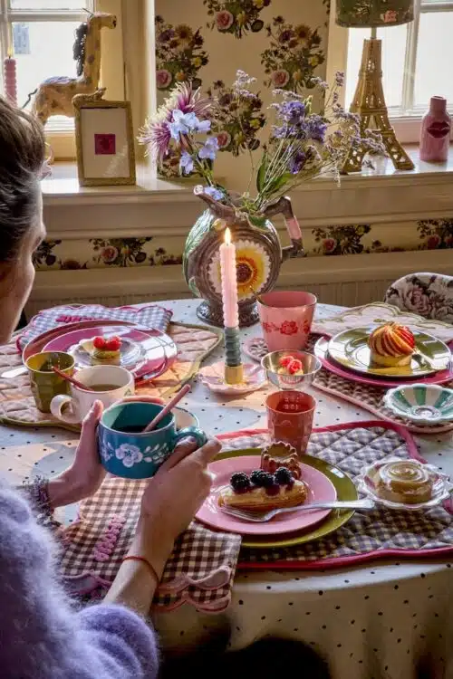 Quilted Placemat Checks - Lila/Raspberry
