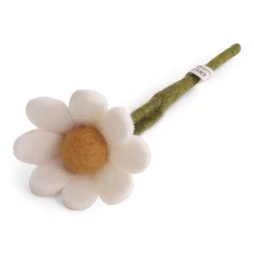 Vilt Anemoon met blaadje klein - White